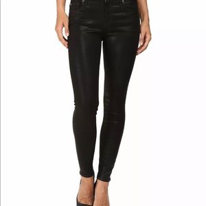 NWT $199 Seven For All Mankind Jeans Faux Leather Coated Black 33
